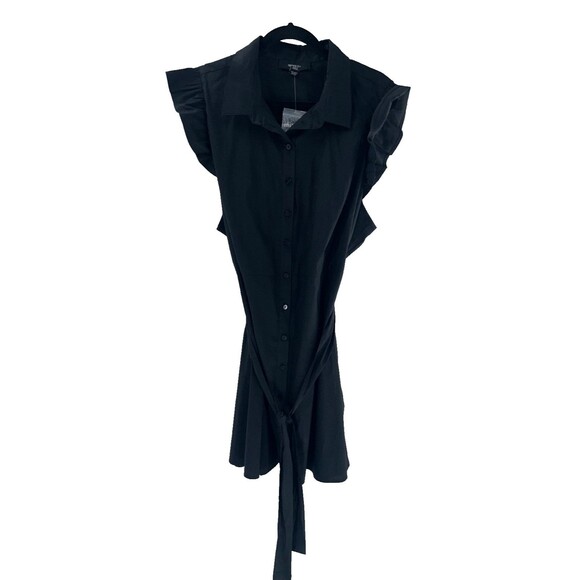 Women's Forever 21+ Black Flutteer Sleeve Woven Shirt Dress Size 3X - Picture 2 of 7